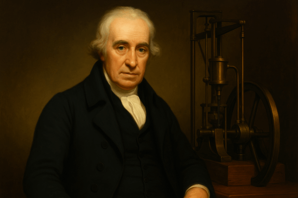 James Watt, a híres feltaláló, aki a gőzgép fejlesztésével hozzájárult az ipari forradalomhoz.