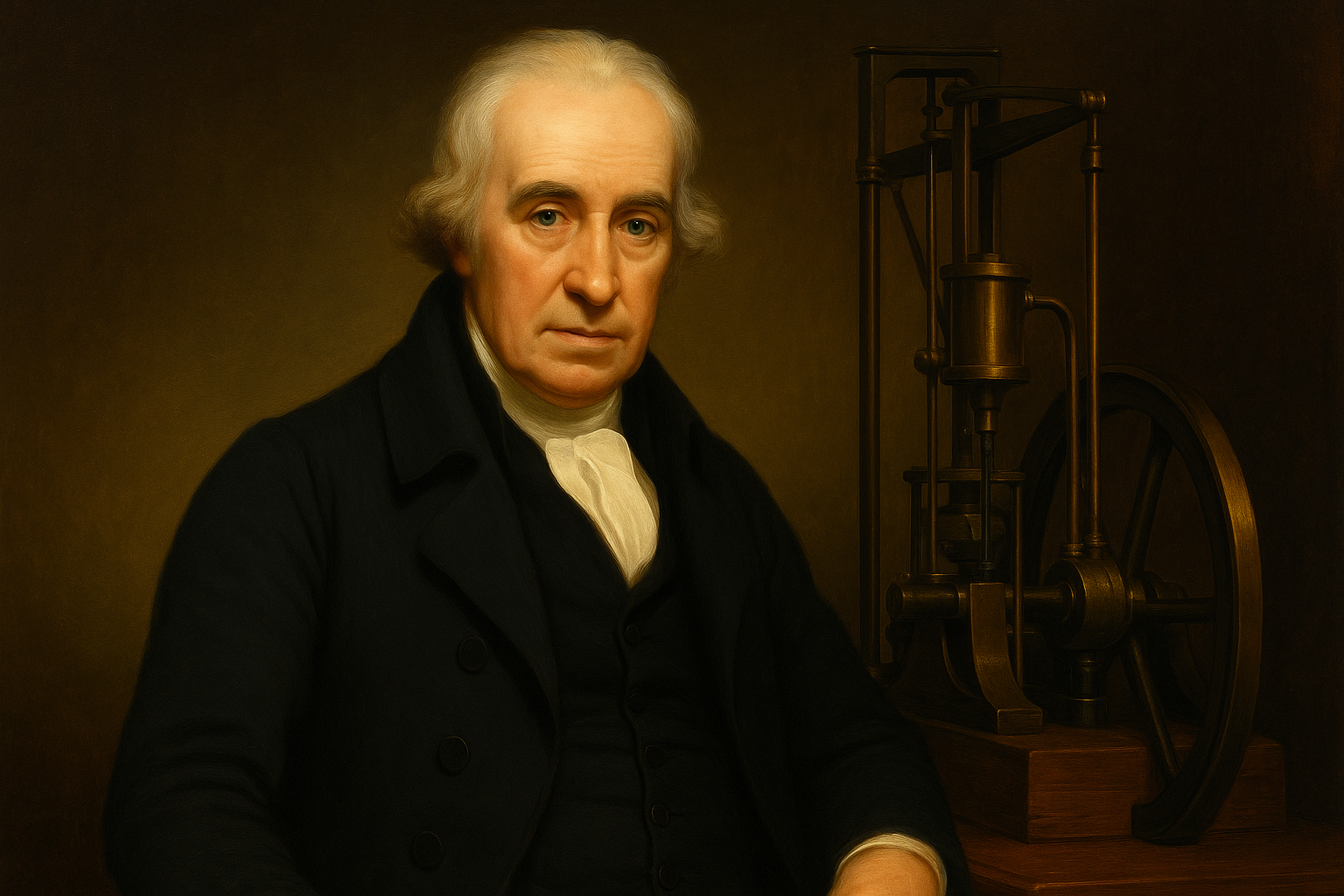 James Watt, a híres feltaláló, aki a gőzgép fejlesztésével hozzájárult az ipari forradalomhoz.