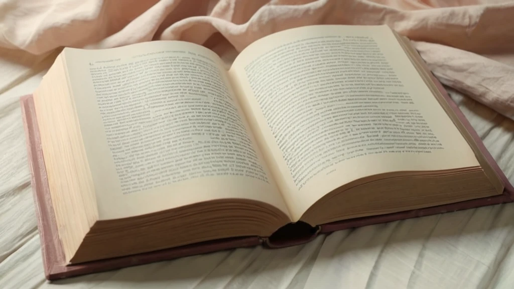 Nyitott könyv fekvő helyzetben, lágy textíliával körülvéve.