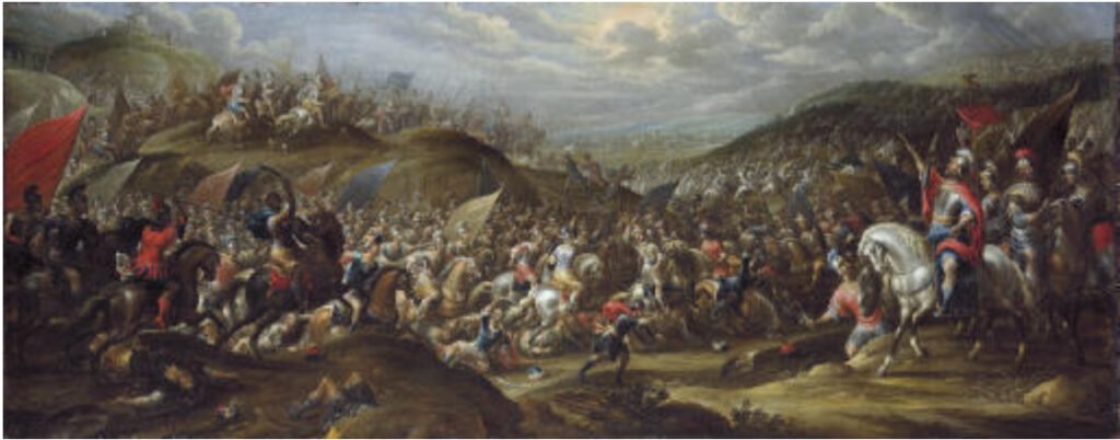 Pauwels Casteels 1649 és 1677 között készült festménye a Milvius-hídi csatát ábrázolja