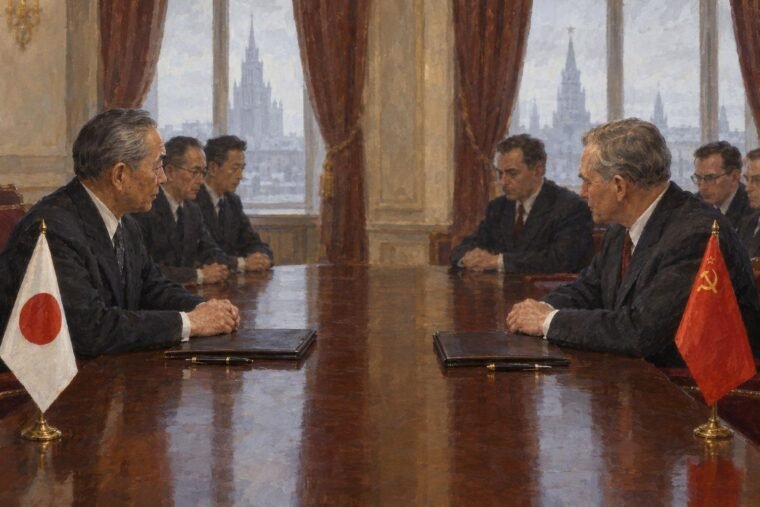 Szovjet és japán diplomaták megbeszélése Moszkvában, 1956.