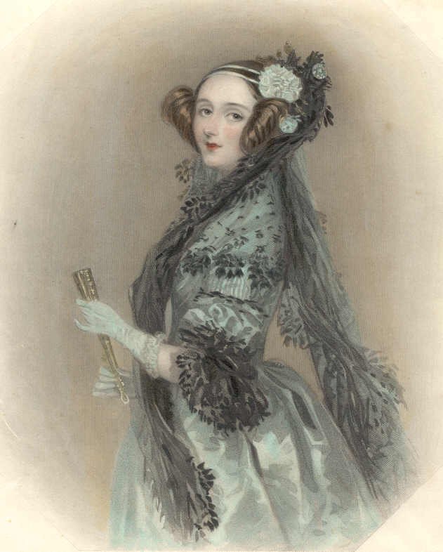 Ada Lovelace, az első programozó és matematikus portréja.