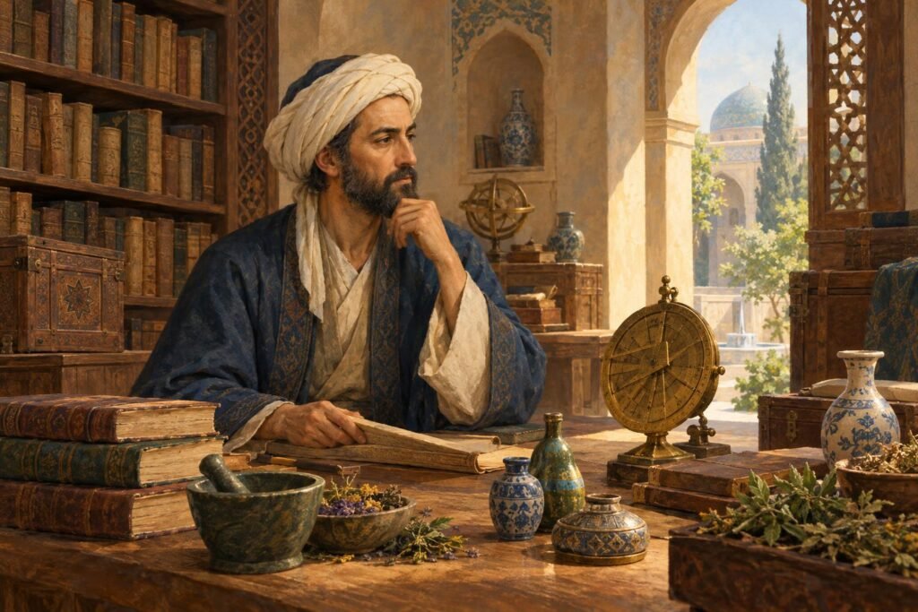 Avicenna művészi, AI által generált illusztrációja