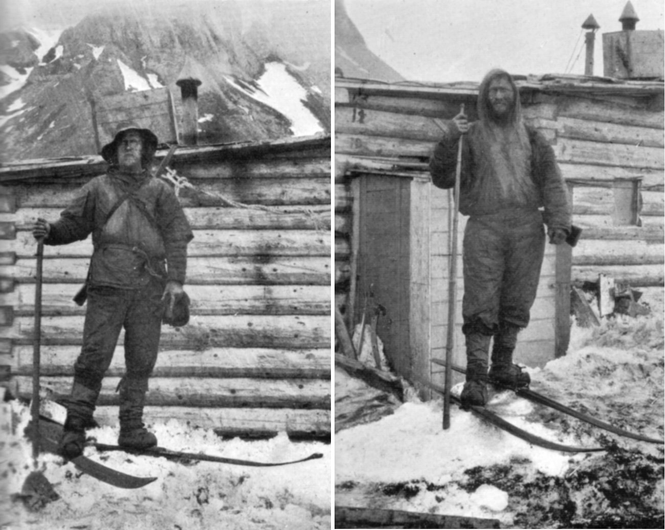 Fridtjof Nansen sarkkutató a jégmezőn, felfedező öltözékben.