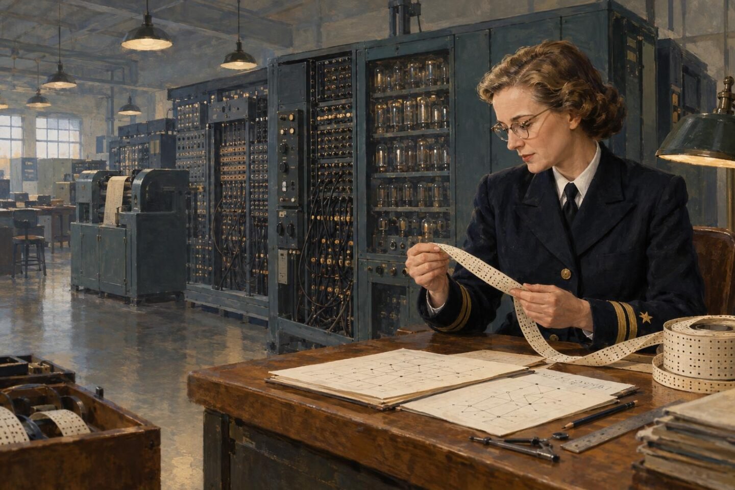Grace Hopper, a számítógép programozás úttörője, a Harvard Mark I-nél.