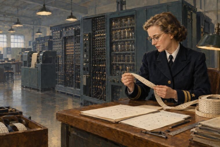 Grace Hopper, a számítógép programozás úttörője, a Harvard Mark I-nél.