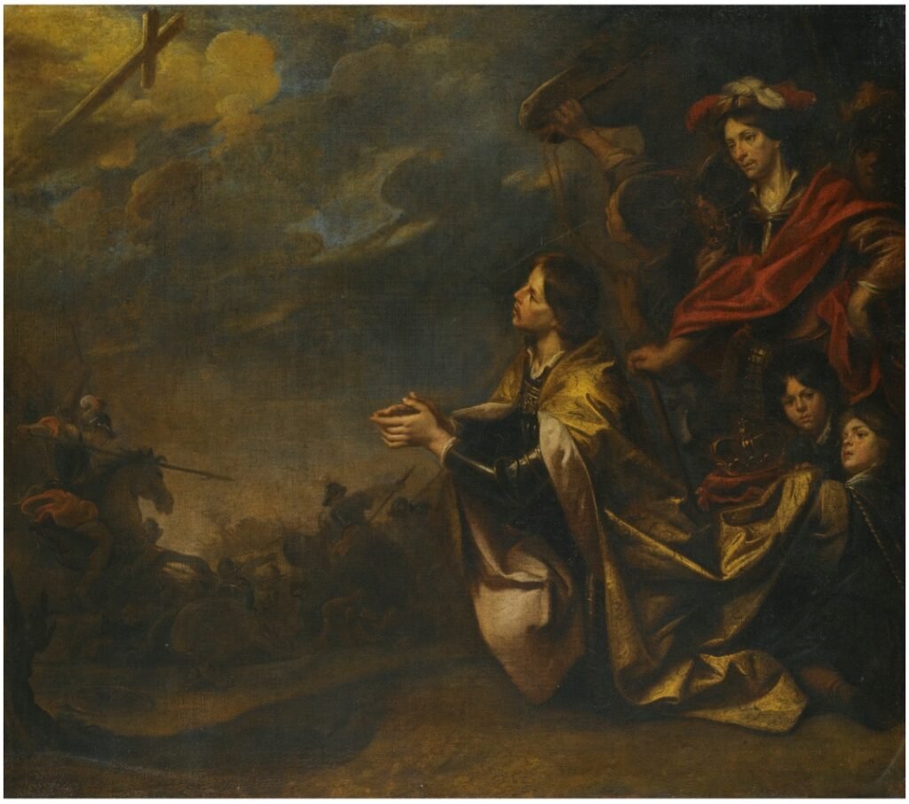 Theodoor Boeyermansnak tulajdonított, 1635 és 1678 között készült festmény Konstantin keresztlátomását ábrázolja a Milvius-hídi csata előtt