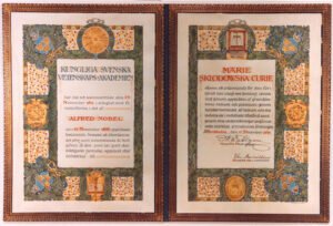 Marie Skłodowska Curie Nobel-díj oklevél 1911-ből