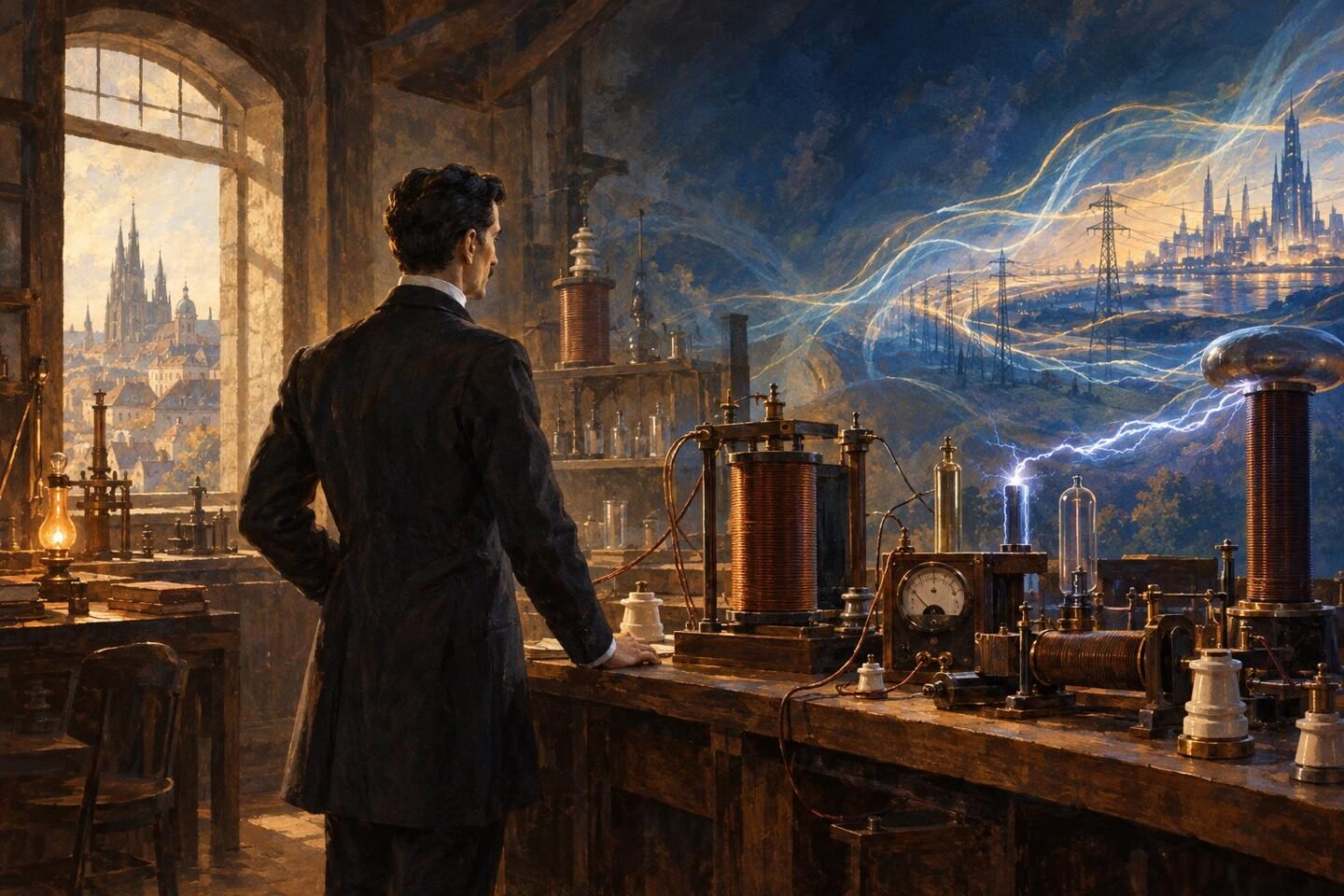 Nikola Tesla laboratóriuma, ahol forradalmi felfedezéseket tett.