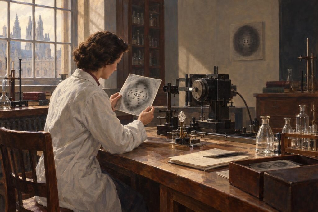 Rosalind Franklin művészi, AI által generált illusztrációja