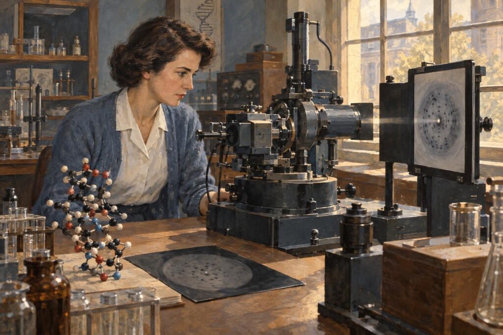 Rosalind Franklin művészi, AI által generált illusztrációja